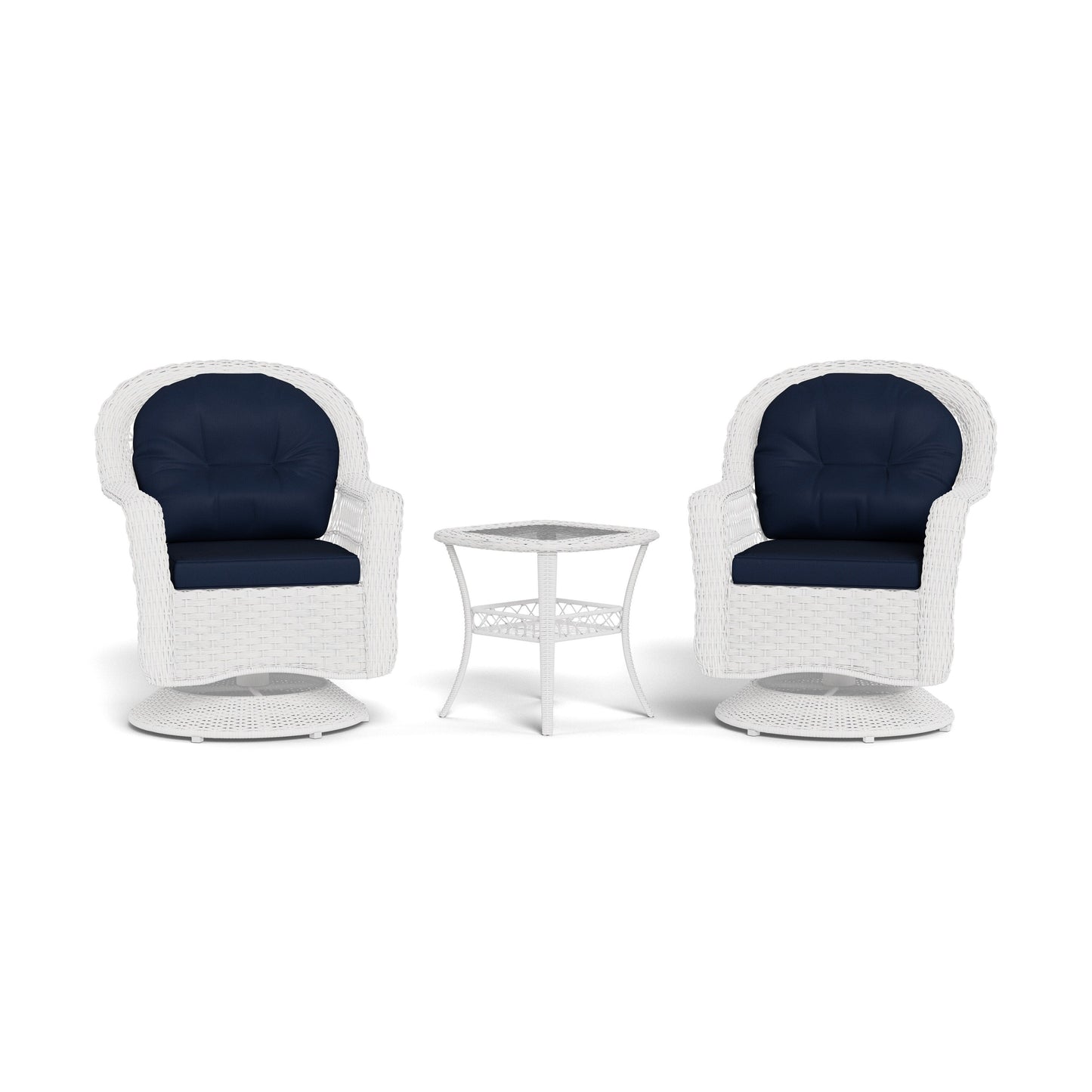 Ensemble de patio pivotant et planeur en osier Biloxi Outdoor White (3 pièces)