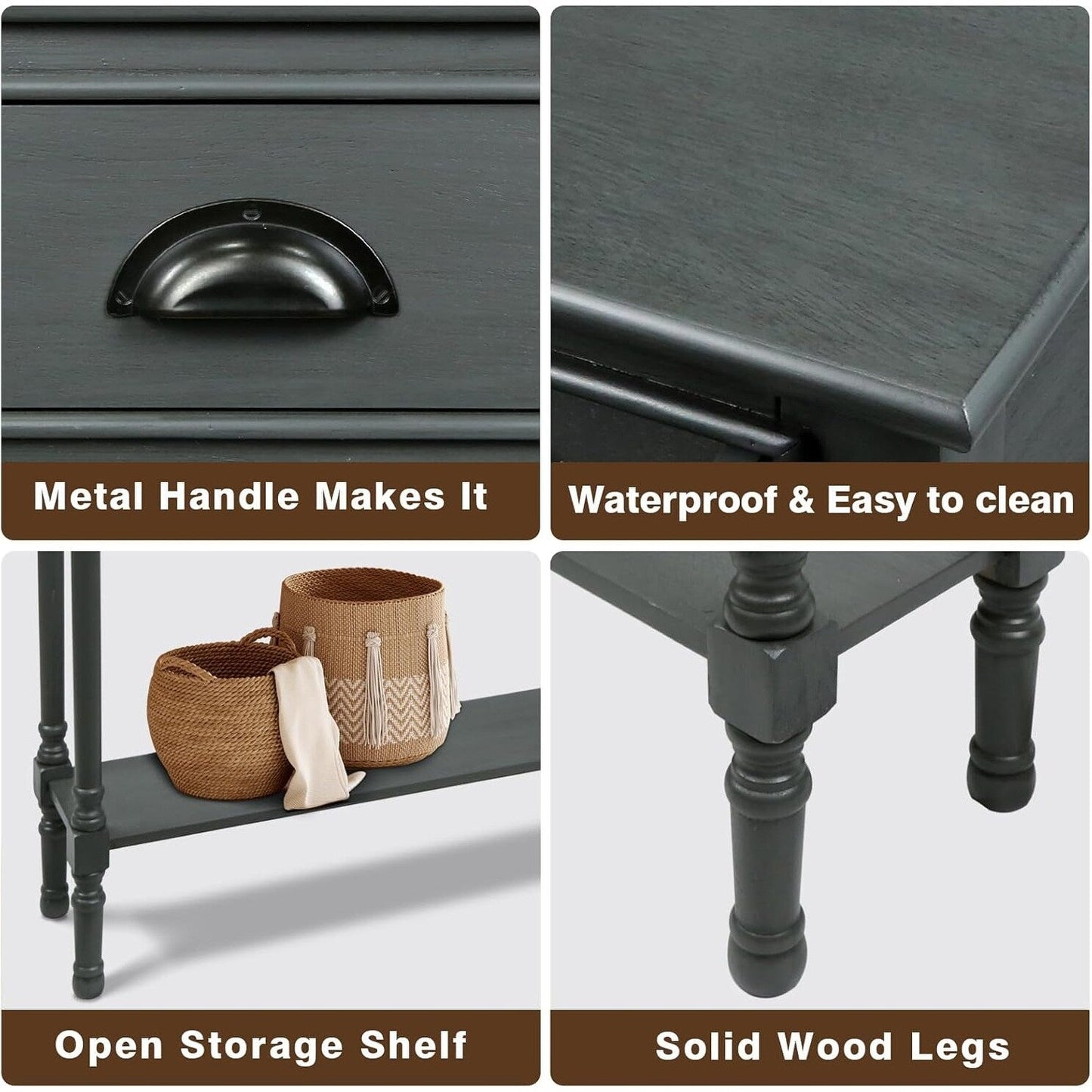 Console d'entrée à 3 tiroirs en bois de Burlington