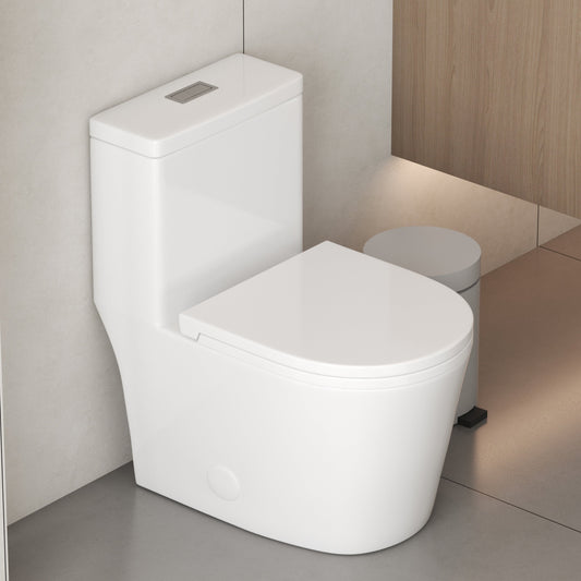 Toilette compacte monobloc CB HOME 24 po, siphon moderne à double chasse, siège à fermeture douce, hauteur confortable 16,5 po