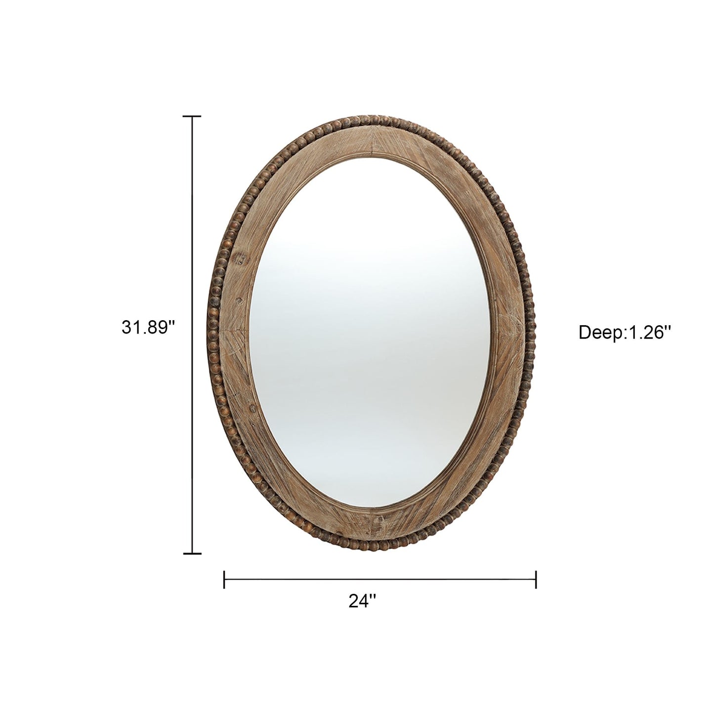 Miroir mural ovale de 81 cm avec cadre en bois Cameo, miroir mural de salle de bain - 31,89 H x 24 L x 1,26 P