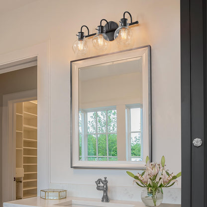 Applique murale moderne en verre à 3 lumières pour salle de bain