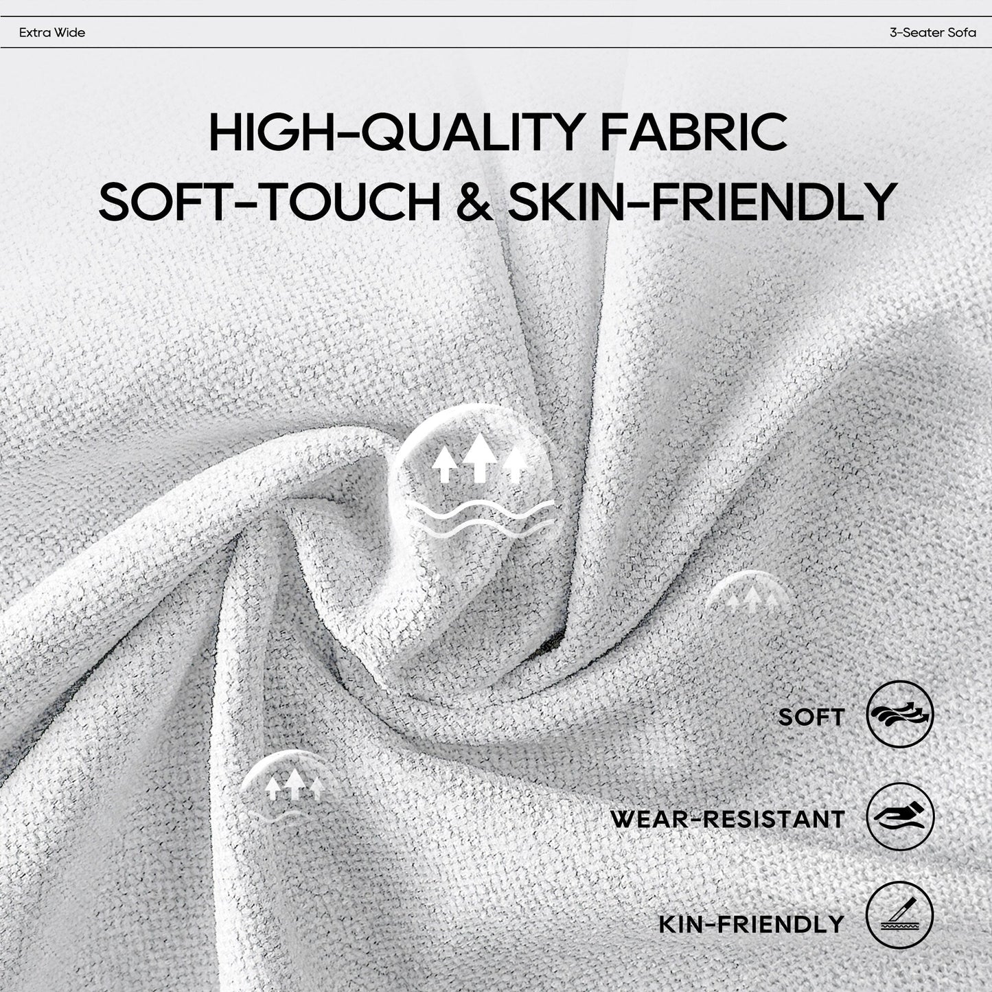 Canapé modulaire Cloud 144 avec pouf - Canapé de salon en tissu chenille moelleux