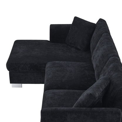 Canapé sectionnel Cloud, ensemble de canapés de luxe en forme de L avec 2 oreillers gratuits, mobilier d'intérieur 4 places en chenille avec méridienne surdimensionnée