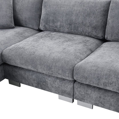 Canapé sectionnel Cloud, ensemble de canapés de luxe en forme de L avec 2 oreillers gratuits, mobilier d'intérieur 4 places en chenille avec méridienne surdimensionnée