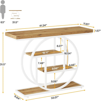 Console d'entrée, table de canapé industrielle à 4 niveaux derrière le canapé