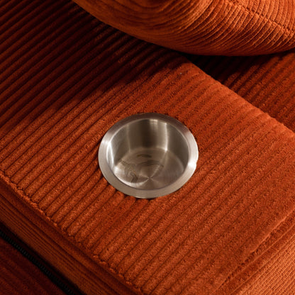 Canapé pouf rembourré en velours côtelé et mousse à mémoire de forme avec pouf - 48,4 L x 67,7 l x 24,4 H