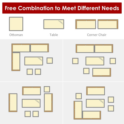 Ensemble de salle à manger en rotin Costway 7 pièces avec canapé sectionnel et pouf - Voir les détails