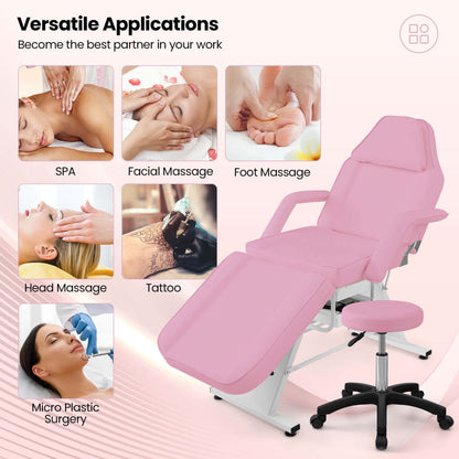 Lit de massage Costway 72 avec tabouret hydraulique, dossier réglable et