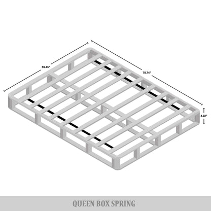 Sommier à ressorts en bois massif CraftPorch de 5 pouces avec lattes en bois et revêtement en lin gris chaud
