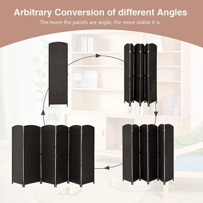 Paravent de séparation de pièce de 6 pieds de haut en fibre tissée, écran de confidentialité autoportant, écran pliant