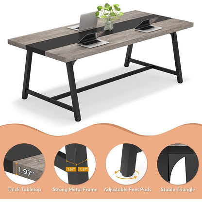 Table à manger rectangulaire en bois pour 8 personnes, 180 cm