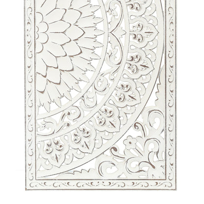 Décoration murale en bois blanc ivoire vieilli avec des accents noirs (lot de 2)