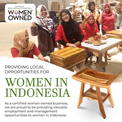 EcoDecors, Banc, Tabouret de douche, Siège de douche, Chaise de douche pour douche intérieure, Petit banc, Banc de douche en teck, Repose-pieds de douche