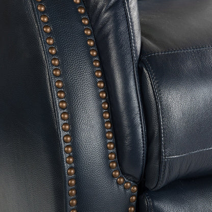 Fauteuil inclinable électrique en cuir véritable Eduardo avec port USB, lot de 2