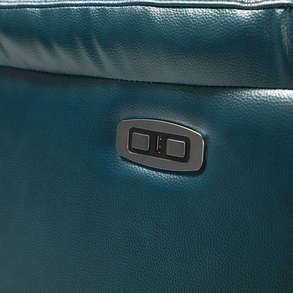Fauteuil inclinable électrique en cuir véritable Eduardo avec port USB, lot de 2