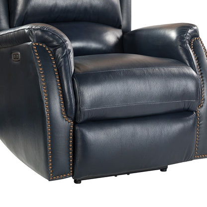 Fauteuil inclinable électrique en cuir véritable Eduardo avec port USB, lot de 2
