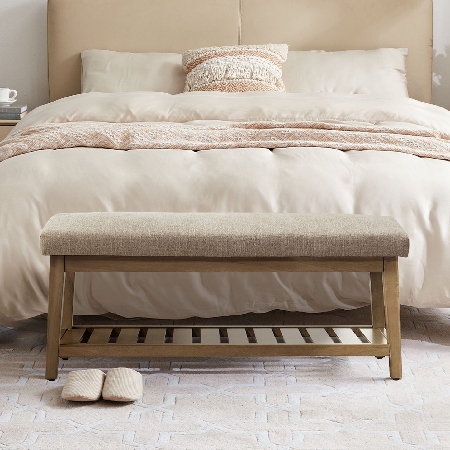 Banc à chaussures d'entrée Banc de rangement Banc rembourré