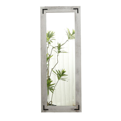 Miroir de sol pleine longueur avec cadre en bois rustique de style ferme - 65 x 24