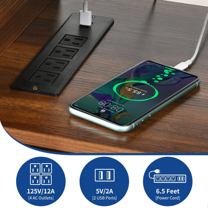 Meuble TV Farmhouse pouvant accueillir jusqu'à 65 téléviseurs avec portes et étagères ouvertes Console multimédia Prise de courant