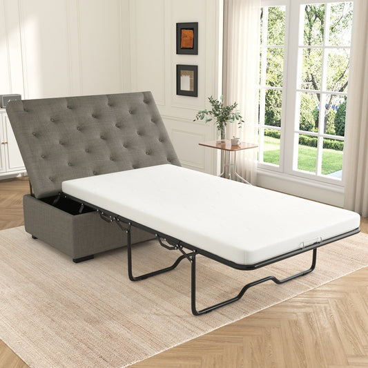 Canapé-lit pliant, ottoman de 49,6 pouces avec un canapé-lit pliant, canapé-lit ottoman convertible avec matelas à mémoire de forme et design capitonné