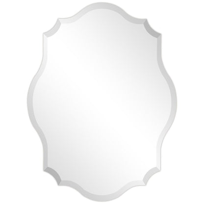 Miroir mural festonné élégant, oblong et biseauté, sans cadre