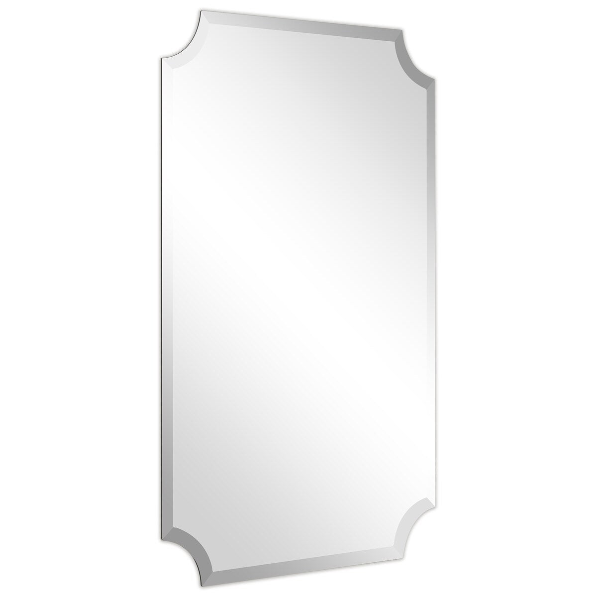 Miroir mural biseauté festonné rectangulaire sans cadre, pour salle de bain, coiffeuse, chambre à coucher, 1 bord biseauté - Transparent
