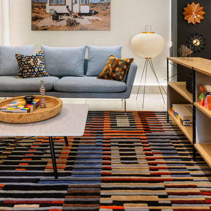 Tapis touffeté à la main marron corail sur le devant