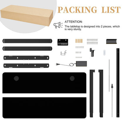 Bureau debout électrique réglable en hauteur Futzca, bureau assis-debout pour ordinateur avec panneau d'épissure