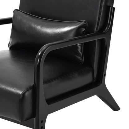 Fauteuil d'appoint moderne en cuir synthétique Glitzhome 30,75 po de hauteur, style milieu de siècle, avec coussin – 25,75 po de largeur x 33,75 po de profondeur x 30,75 po de hauteur