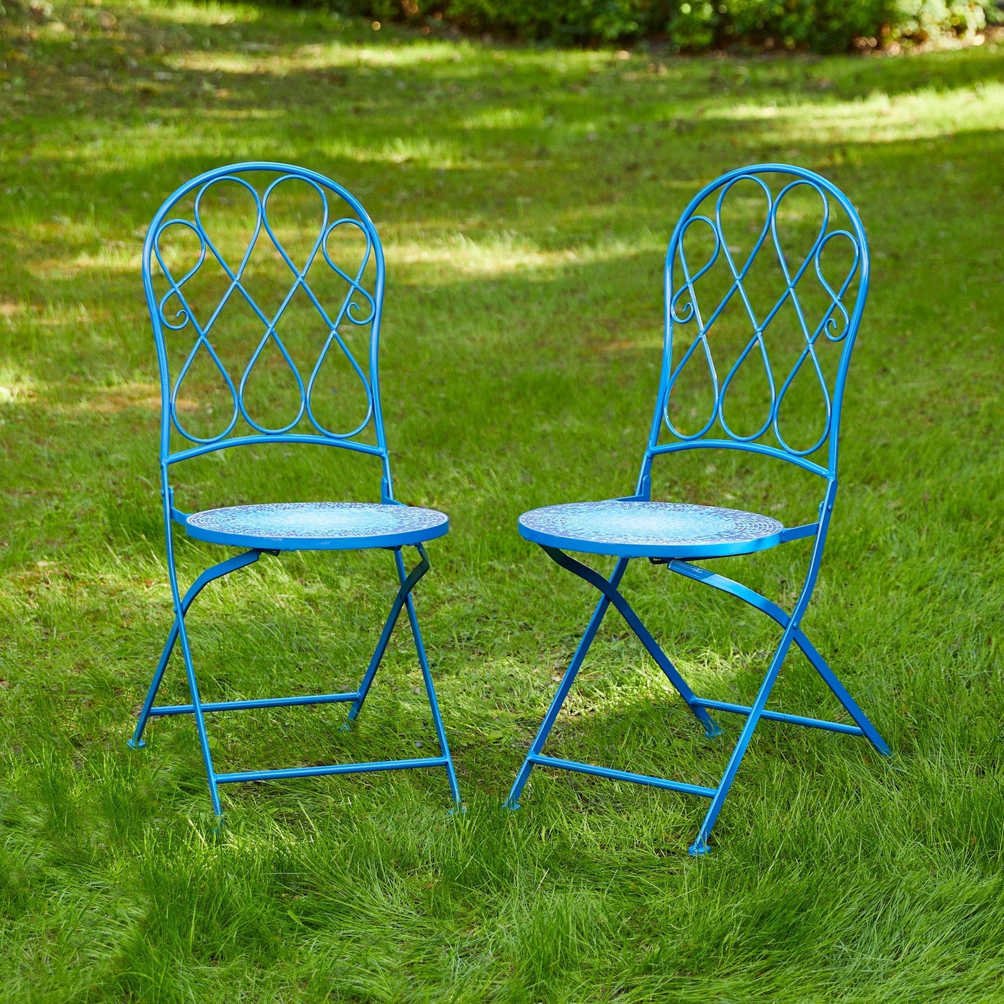 Ensemble de bistrot pliant d'extérieur en métal Glitzhome 3 pièces avec table et chaises