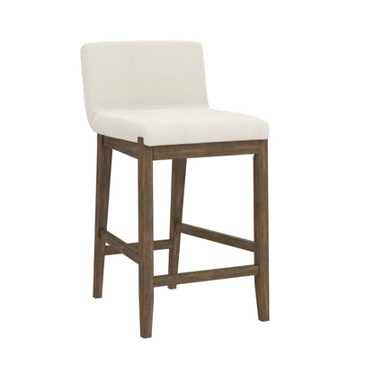 Tabouret de bar moderne Gracie, chaise rembourrée en boucle et pieds en bois brossé