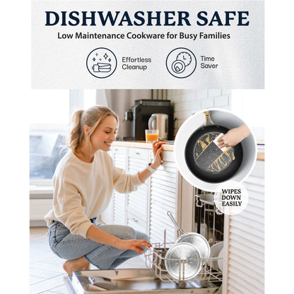 Batterie de cuisine antiadhésive martelée Granitestone Charleston 15 pièces