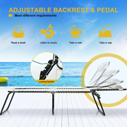Chaise longue de plage pliante Gymax avec oreiller, 4 niveaux