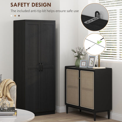 HOMCOM 63 Garde-manger de cuisine à 2 portes, meuble de rangement indépendant avec étagères à 5 niveaux et 2 étagères réglables pour salle à manger