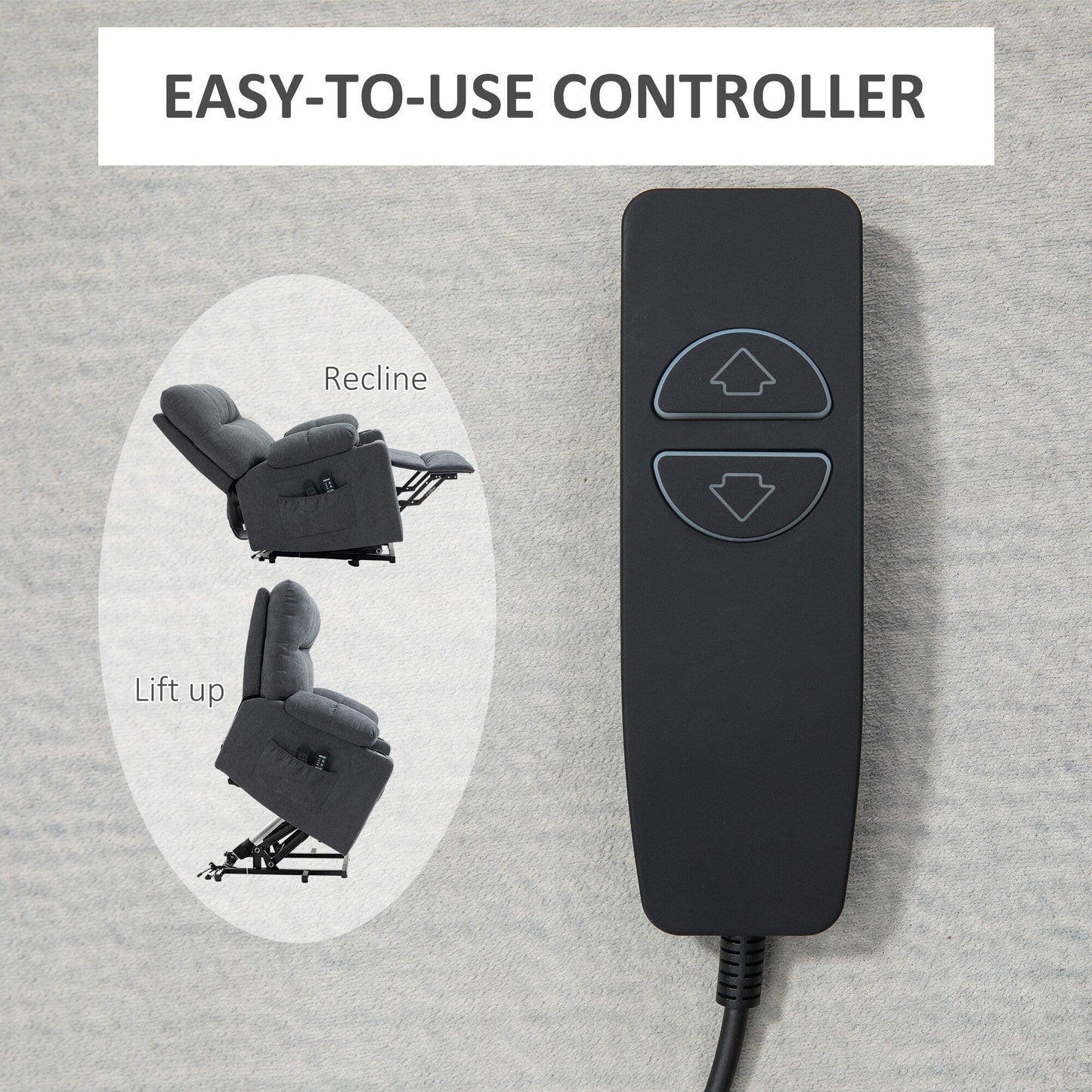 Fauteuil releveur électrique HOMCOM pour personnes âgées, fauteuil inclinable de salon surdimensionné avec télécommande