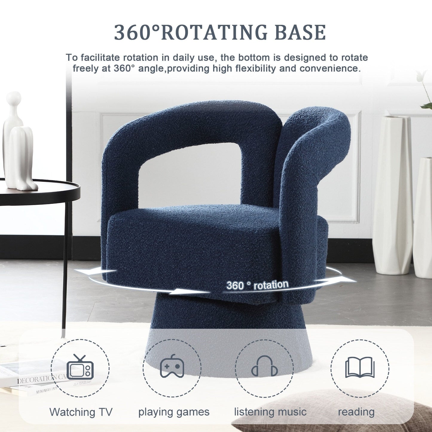 Fauteuils d'appoint pivotants à 360 degrés rembourrés Boucle de HOMEFUN
