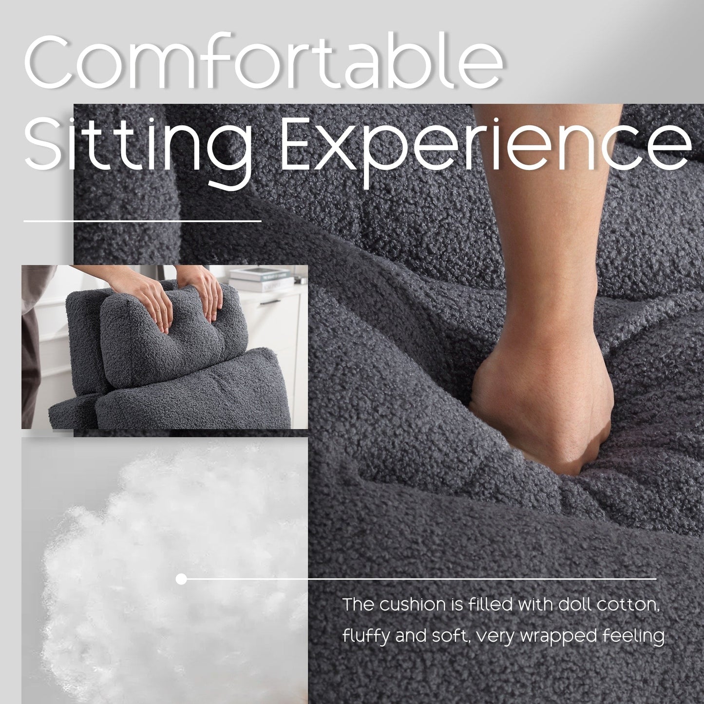 Fauteuil d'appoint HOMYKA avec dossier réglable et pouf de rangement