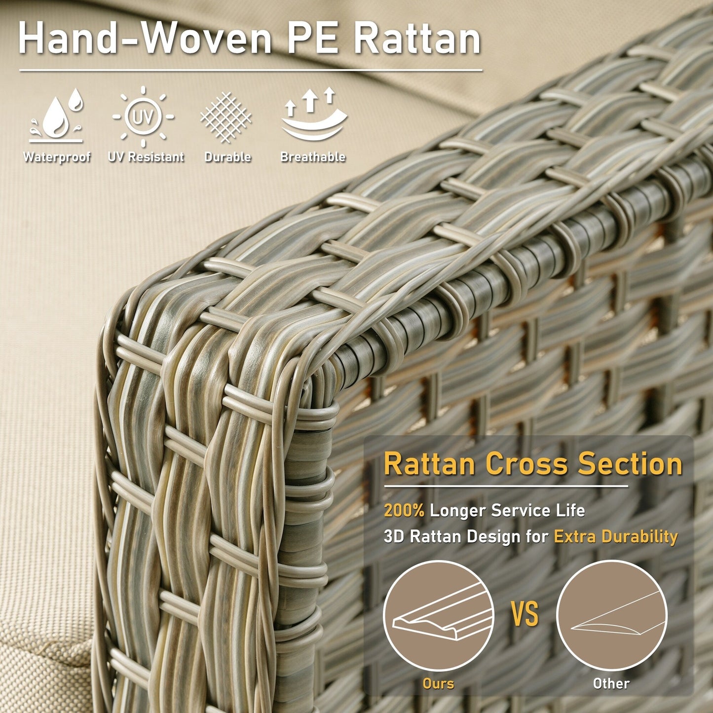 Ensemble de 2 chaises de patio d'extérieur en rotin et osier à dossier haut HOOOWOOO