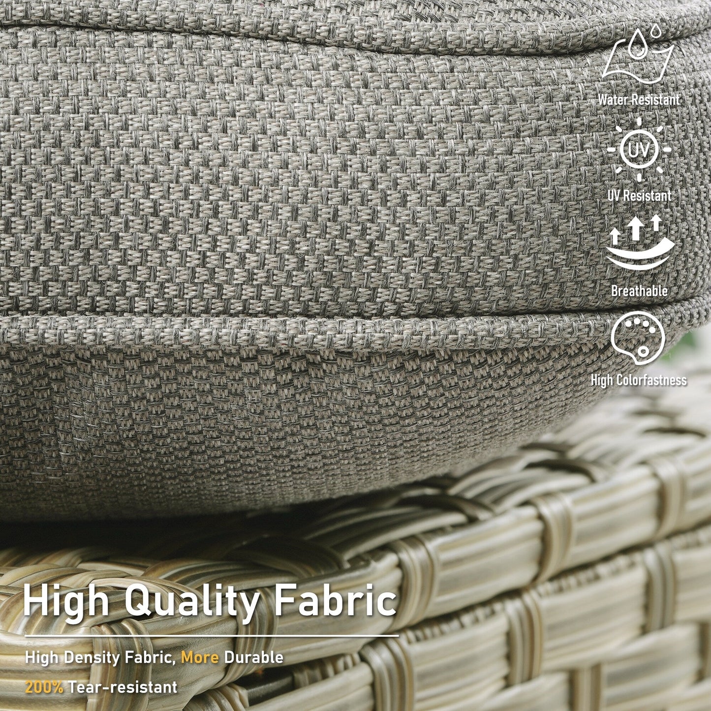 Ensemble de 2 chaises de patio d'extérieur en rotin et osier à dossier haut HOOOWOOO