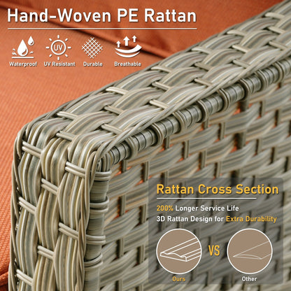 Ensemble de 2 chaises de patio d'extérieur en rotin et osier à dossier haut HOOOWOOO