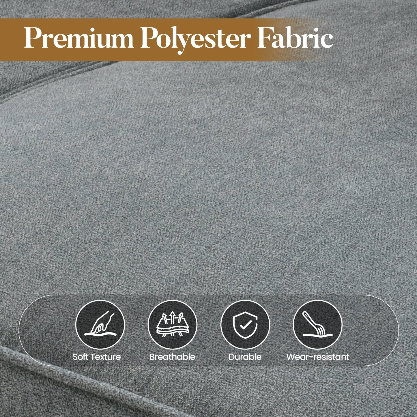 Canapé 3 places rembourré HOOOWOOO Mid-Century avec pieds en bois pour salon