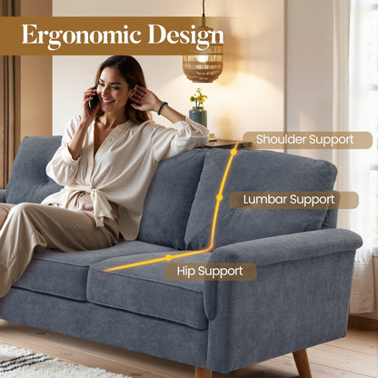 Canapé 3 places rembourré HOOOWOOO Mid-Century avec pieds en bois pour salon