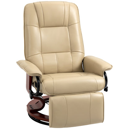 Fauteuil inclinable pivotant manuel réglable en similicuir HomCom avec repose-pieds confortable et relaxant