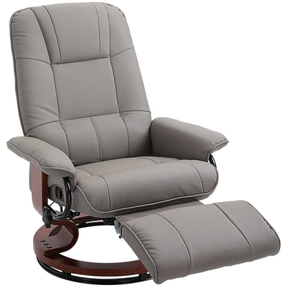 Fauteuil inclinable pivotant manuel réglable en similicuir HomCom avec repose-pieds confortable et relaxant
