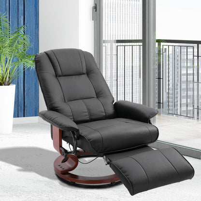 Fauteuil inclinable pivotant manuel réglable en similicuir HomCom avec repose-pieds confortable et relaxant