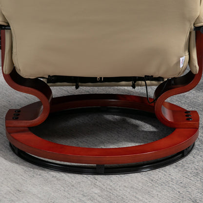 Fauteuil inclinable pivotant manuel réglable en similicuir HomCom avec repose-pieds confortable et relaxant