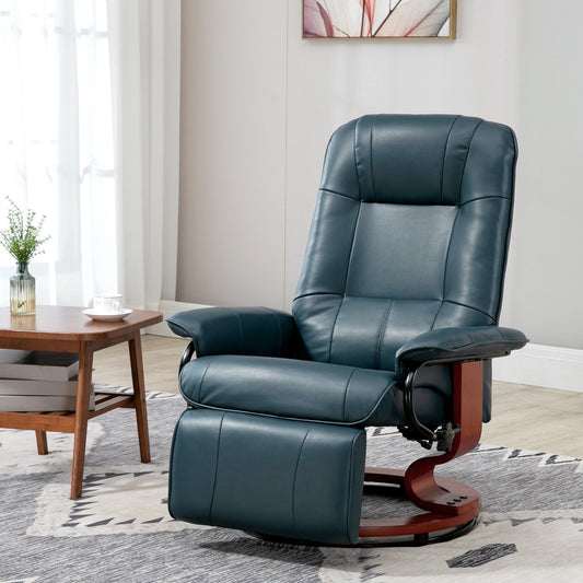 Fauteuil inclinable pivotant manuel réglable en similicuir HomCom avec repose-pieds confortable et relaxant