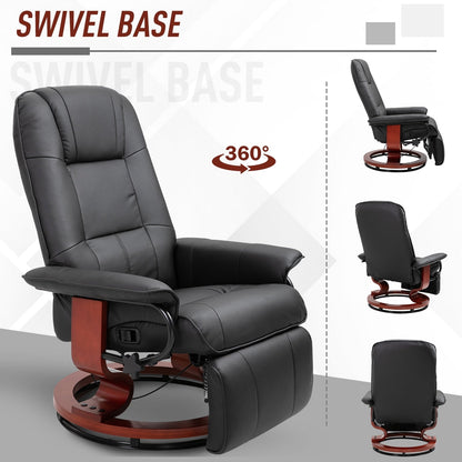 Fauteuil inclinable pivotant manuel réglable en similicuir HomCom avec repose-pieds confortable et relaxant