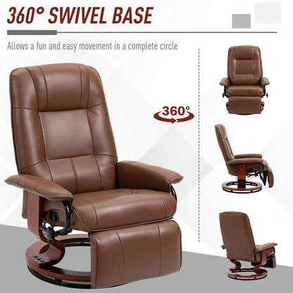 Fauteuil inclinable pivotant manuel réglable en similicuir HomCom avec repose-pieds confortable et relaxant