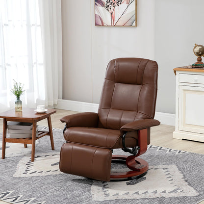 Fauteuil inclinable pivotant manuel réglable en similicuir HomCom avec repose-pieds confortable et relaxant